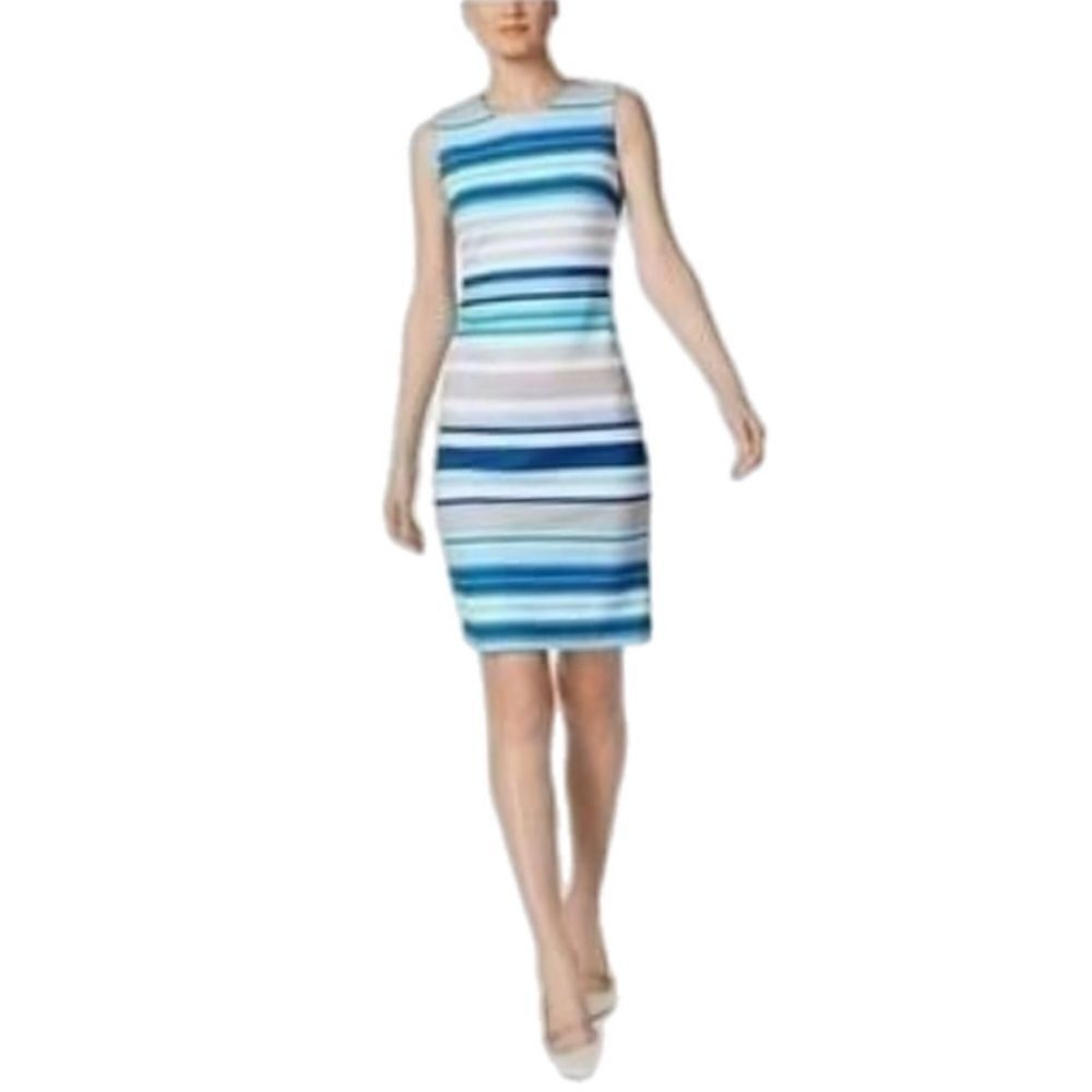 Calvin Klein Striped Scuba Sheath Dress